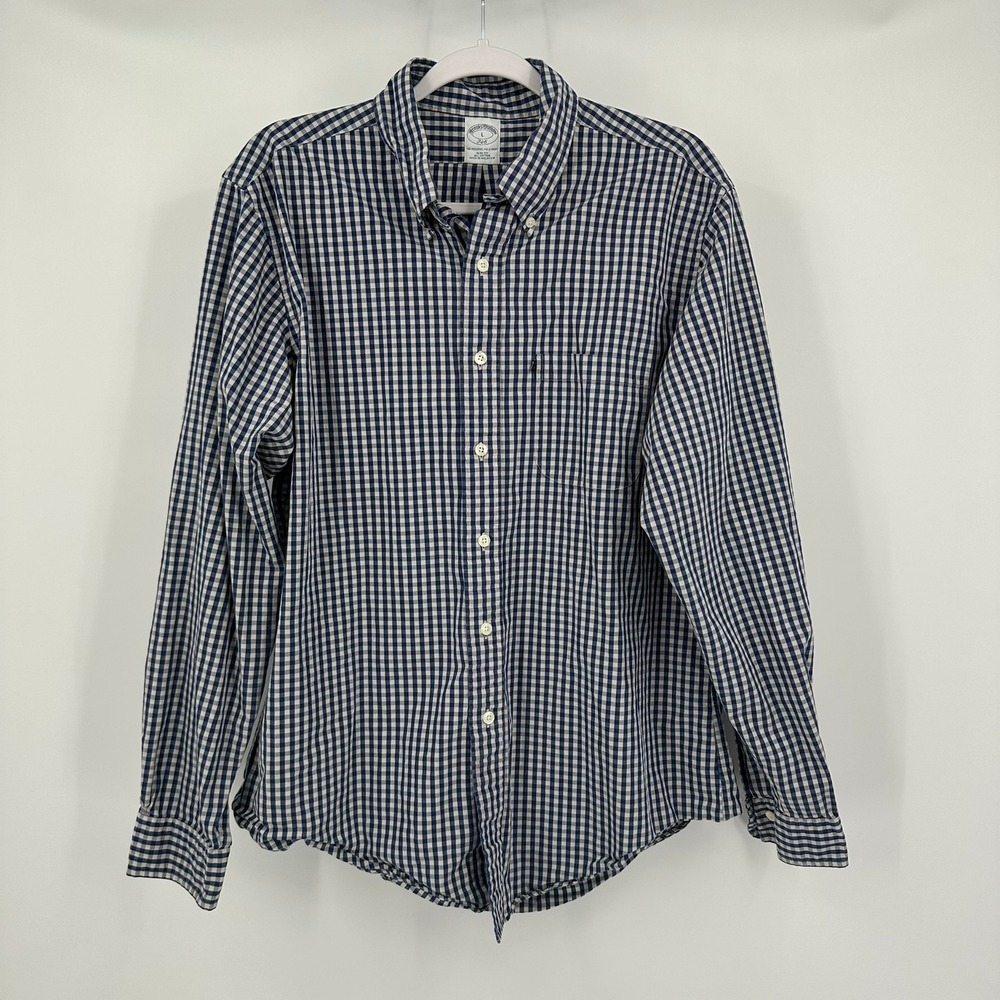 Brooks Brothers 346 Mens Slim Fit Gingham Button Down Shirt Sz L Preppy Hamptons